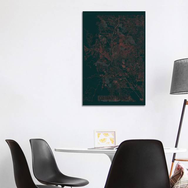 Colorado Springs Infrared Urban Blueprint Map by Hubert Roguski - Wrapped Canvas Art Prints (101.6cm H x 66.04cm W x 1.9cm D)