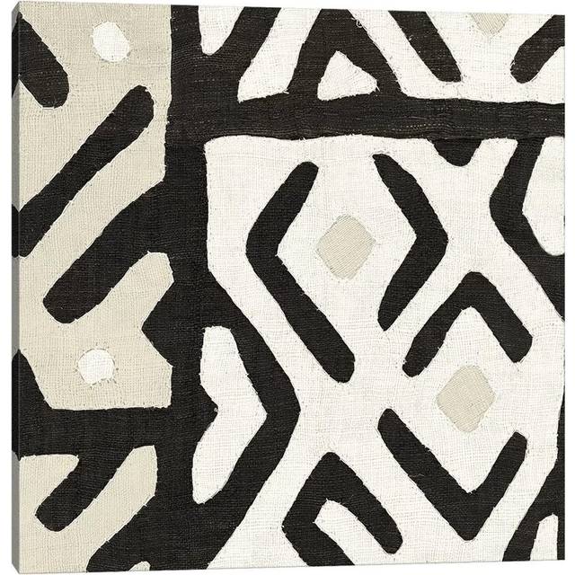 Kuba Cloth I Sq I Neutral by Wild Apple Portfolio - Wrapped Canvas Painting (45.72cm H x 45.72cm W x 1.91cm D)