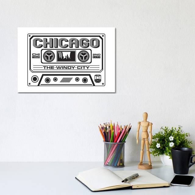 Chicago Cassette by Benton Park Prints - Wrapped Canvas Art Prints (20.32 cm H x 30.48 cm W)