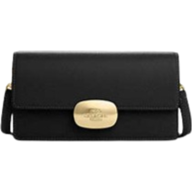 Coach Womens Smooth Leather Eliza Small Flap Crossbody Bag - Black - One Size