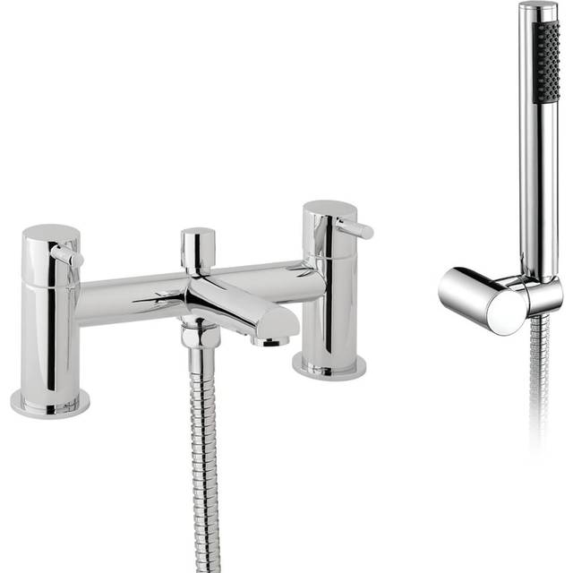 Modern Chrome Bath Shower Bridge Deck Mounted Mixer Tap And Handset