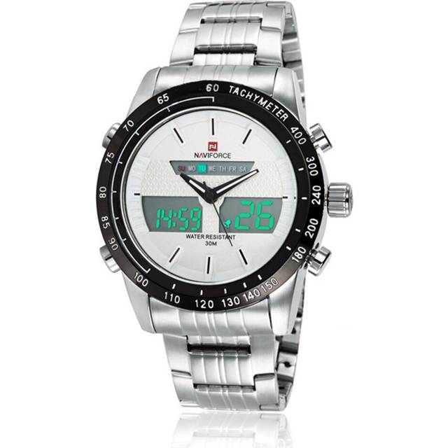 (White shell with black scale and red scale) Men's Waterproof Sports Leisure Watch