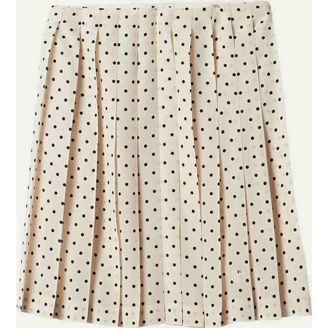 Polka-dot crepe de chine skirt