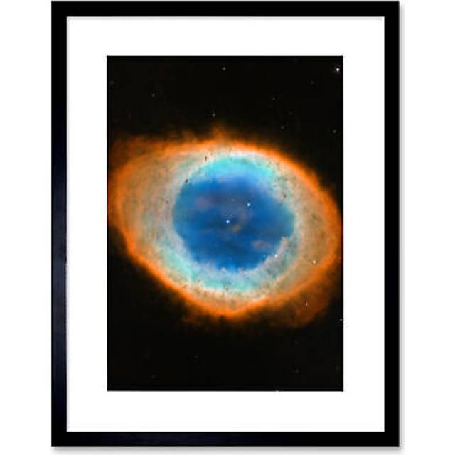 Wall Art Print Hubble Space Astronomy Planetary Nebula Ring Blue Red Dying Star Formation Celestial Doughnut Of Gas And Matter Artwork Framed 9X7 Inch - Black - W7 inch x H9 inch