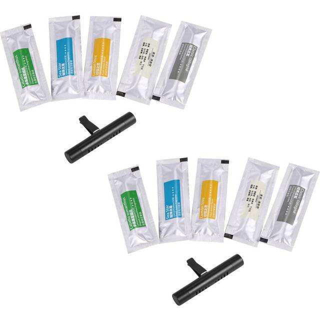 2X Car Air Freshener Solid Perfume Diffuser Car Perfume Seasoning Car Interior Black + 10 Aromatherapy Sticks