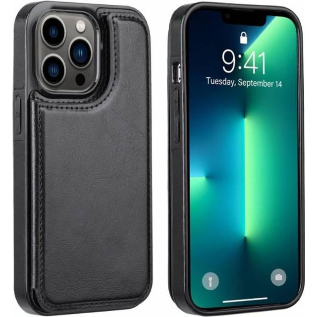 iPhone 15 Pro Stöttåligt Skal Korthållare 3-FACK Flippr - Svart
