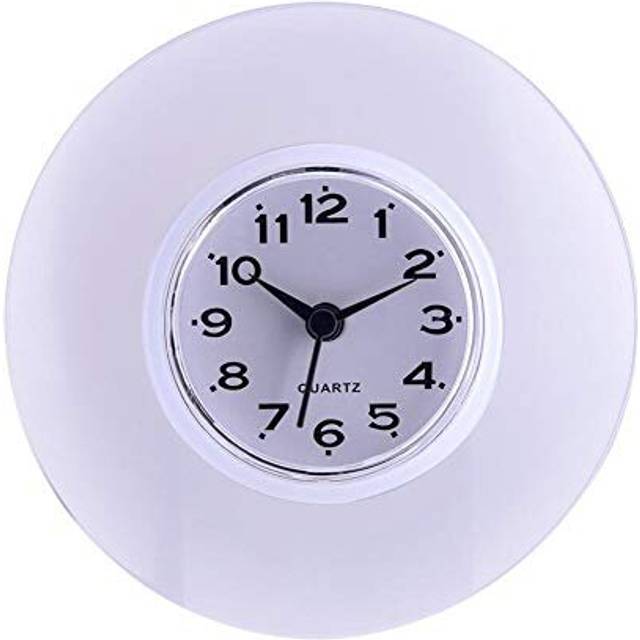 Waterproof Wall Clock, Mini Cute Bathroom Kitchen Mirror Suction Wall Clock, Shower Quartz Clocks for Home Bedroom Kitchen Deceoraion Use White
