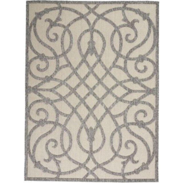 Cozumel Indoor Outdoor Rug Cream Grey - 221cm x 160cm - Black (*)