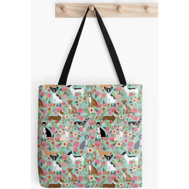 Tote Bags Chihuahua floral dog breed cute pet gifts for chiwawa lovers chihuahuas owners Grocery for School Library Gym
