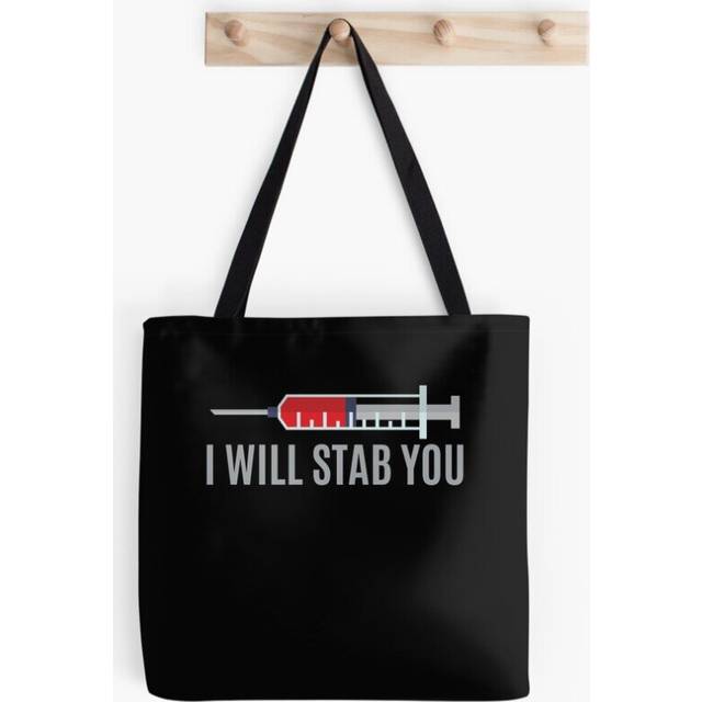 Tote Bags I WIll Stab You Nurse Shirts Funny Nurse Appreciation united quotes Grocery for School Library Gym
