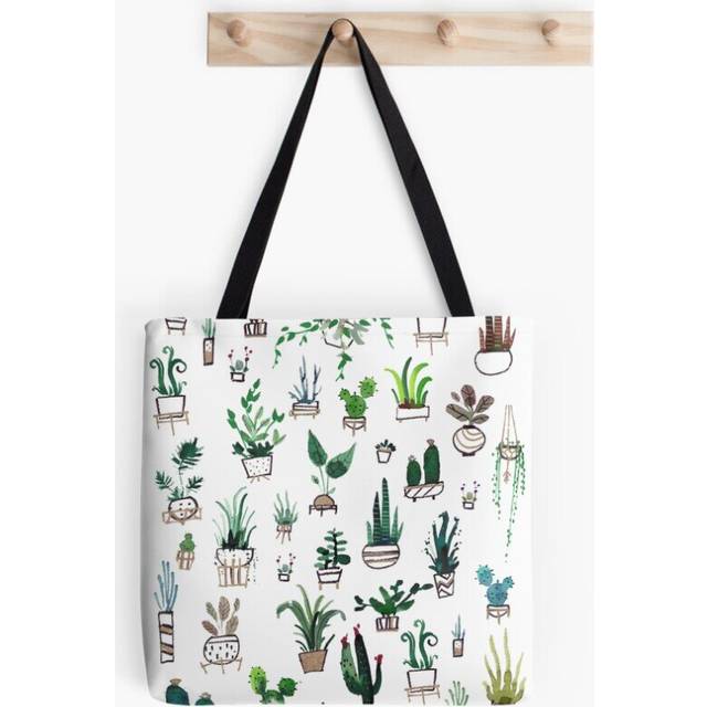 Tote Bags Succulent Plants Watercolor Grocery for School Library Gym