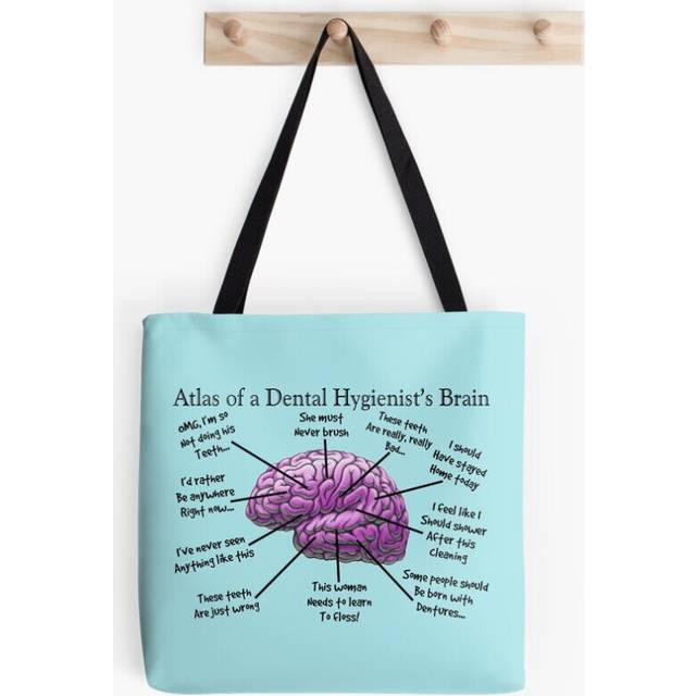 Tote Bags Funny Hygienist's Brain Grocery for School Library Gym