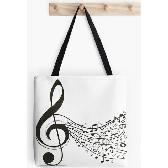 Tote Bags Dancing big treble clef music drawing Grocery for School Library Gym