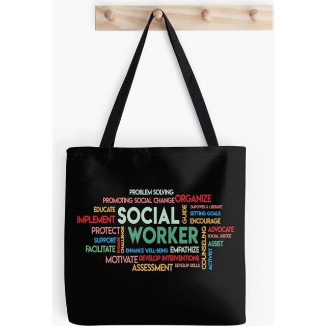 Tote Bags Meaningful Social Worker Gift - Word Cloud - Social Work Grocery for School Library Gym