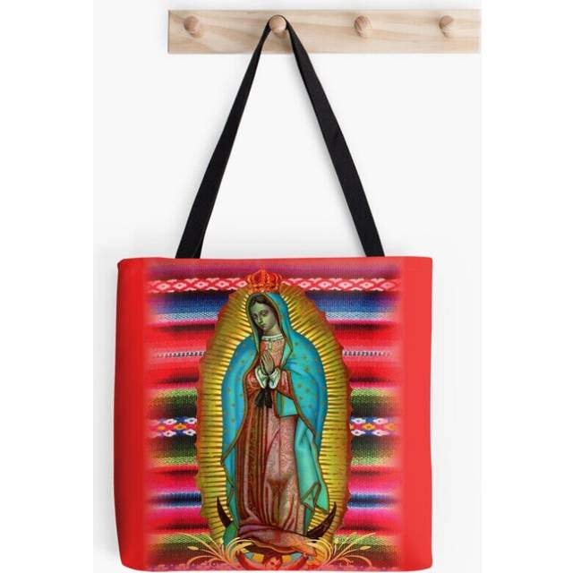 Tote Bags Our Lady of Guadalupe Virgin Mary Zarape Red Grocery for School Library Gym