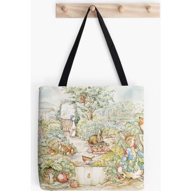 Tote Bags Peter Rabbit - Beatrix Potter Garden Illustration Grocery for School Library Gym