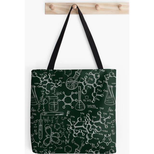Tote Bags Vintage science old chemistry laboratory seamless pattern Grocery for School Library Gym
