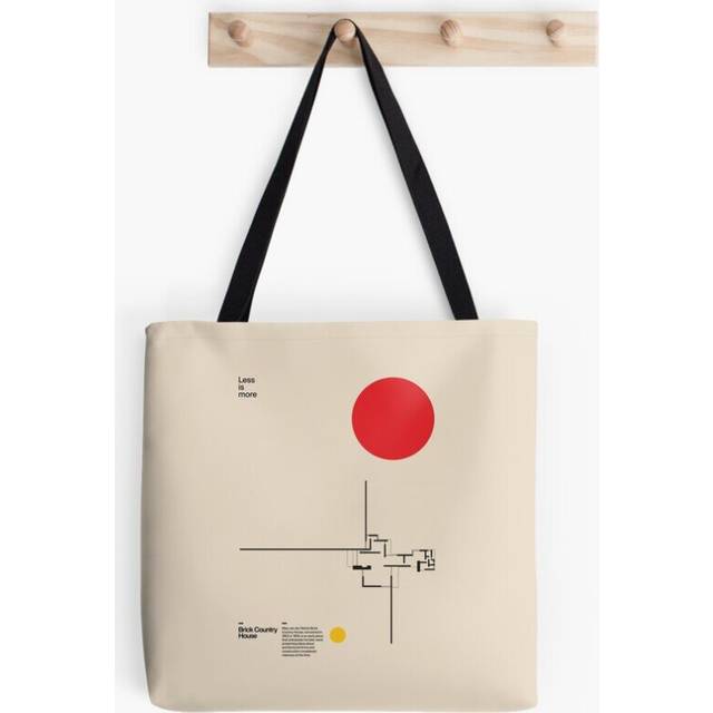 Tote Bags Brick Country House, Ludwig Mies van der Rohe, Minimal Architecture Bauhaus Design Wall Art Grocery for School Library Gym