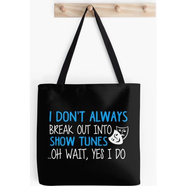 Tote Bags Break Out Into Show Tunes. Funny Theatre Gift. Grocery for School Library Gym