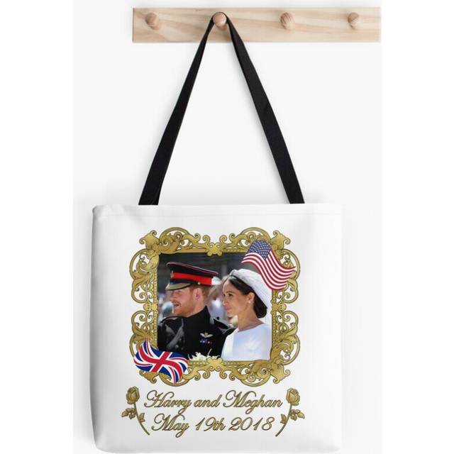 Tote Bags Prince Harry and Meghan Markle Royal Wedding Grocery for School Library Gym