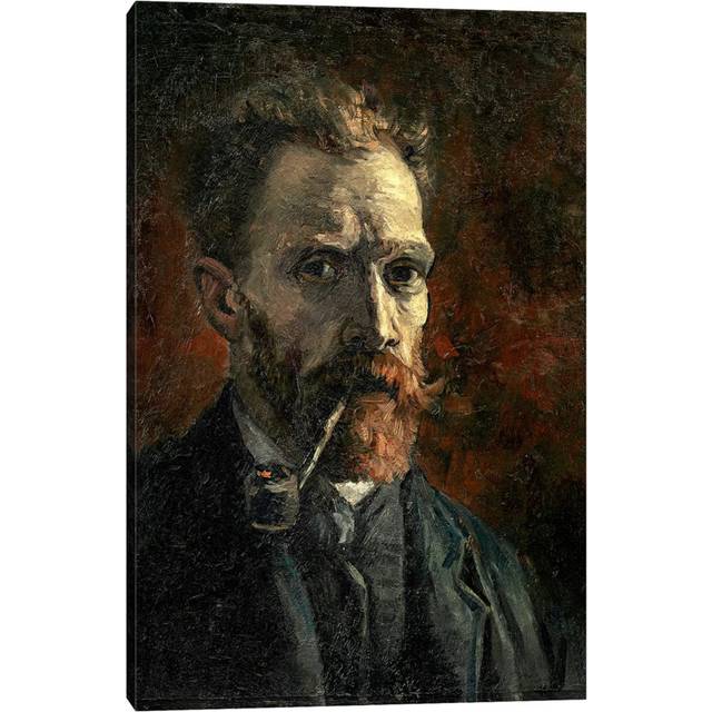Self-Portrait with Pipe, 1887 by Vincent van Gogh - Wrapped Canvas Painting (30.48cm H x 20.32cm W x 1.905cm D)