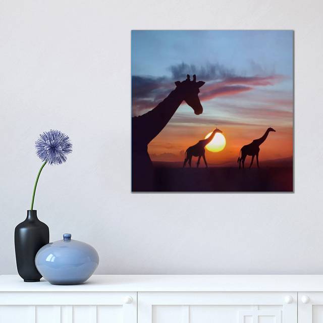 Masai Giraffe Trio at Sunrise, Masai Mara, Kenya by Tim Fitzharris - Wrapped Canvas Photograph (45.72 cm H x 45.72 cm W x 3.175 cm D)