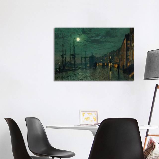 City Docks by Moonlight by John Atkinson Grimshaw - Wrapped Canvas Painting (101.6 cm H x 66.04 cm W x 1.91 cm D)