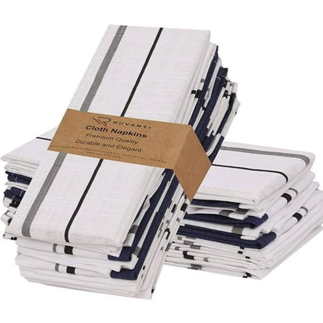 Ruvanti Cloth Napkins Set of 12 Cotton 100%  18x18 Inches Napkins Cloth Washable  Soft  Absorbent. Cotton Napkins for Parties  Christmas  Thanksgiving