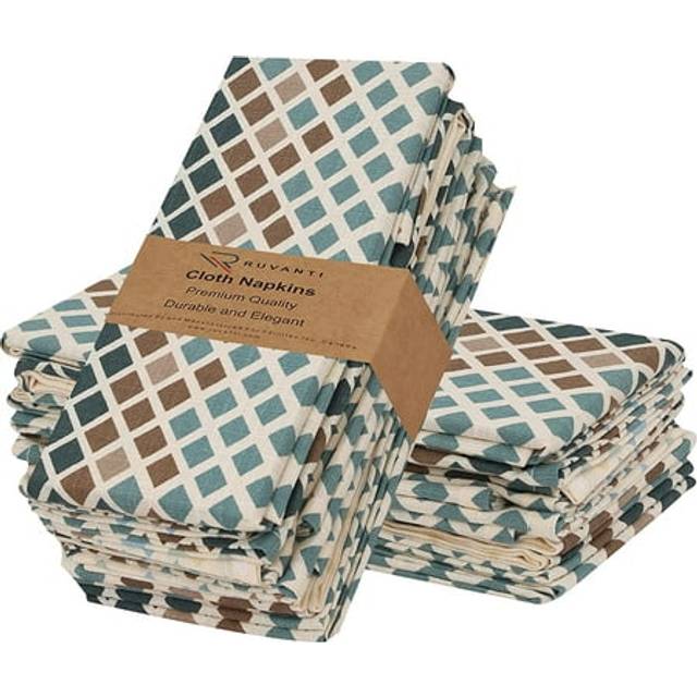 Ruvanti Cloth Napkins Set of 12 Cotton 100%  18x18 Inches Napkins Cloth Washable  Soft  Absorbent. Cotton Napkins for Parties  Christmas  Thanksgiving