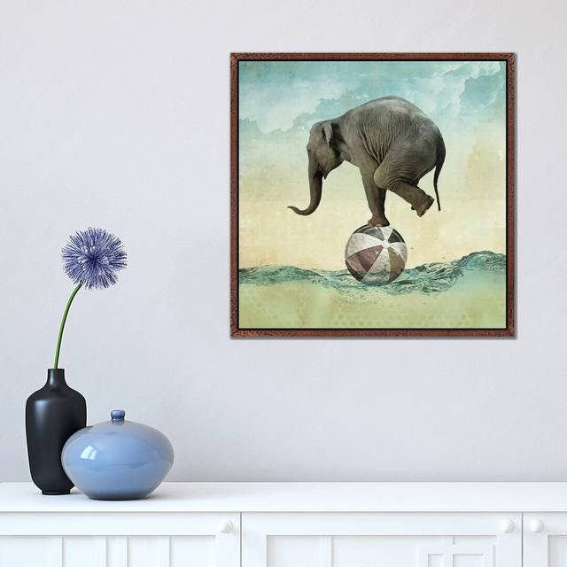 Head of a Pin by Vin Zzep - Graphic Art  Print on Canvas - Classic Brown Wood Framed (45.72cm H x 45.72cm W x 3.81cm D)