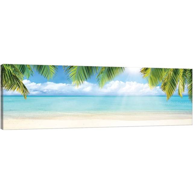 Tropical Beach With White Sand And Turquoise Sea (30.48 cm H x 91.44 cm W)