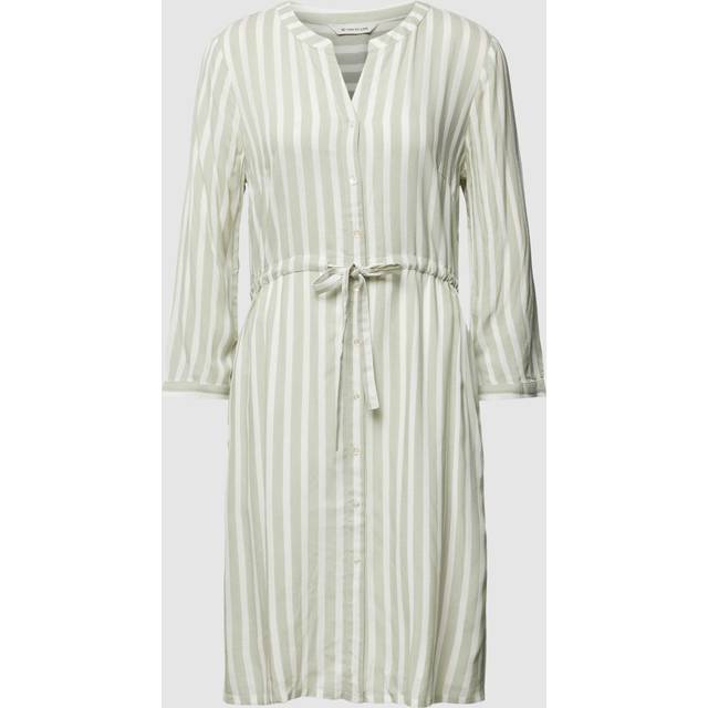 Tom Tailor Stripe Three-Quarter Length Sleeve Shirt Dress - Off White Stripe