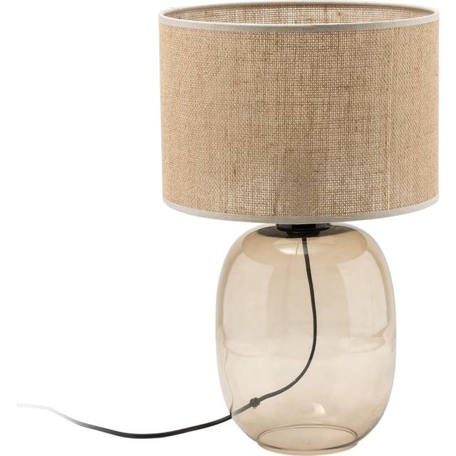 TK Lighting Melody bordslampa, höjd 48 cm, brunt glas, naturlig jute