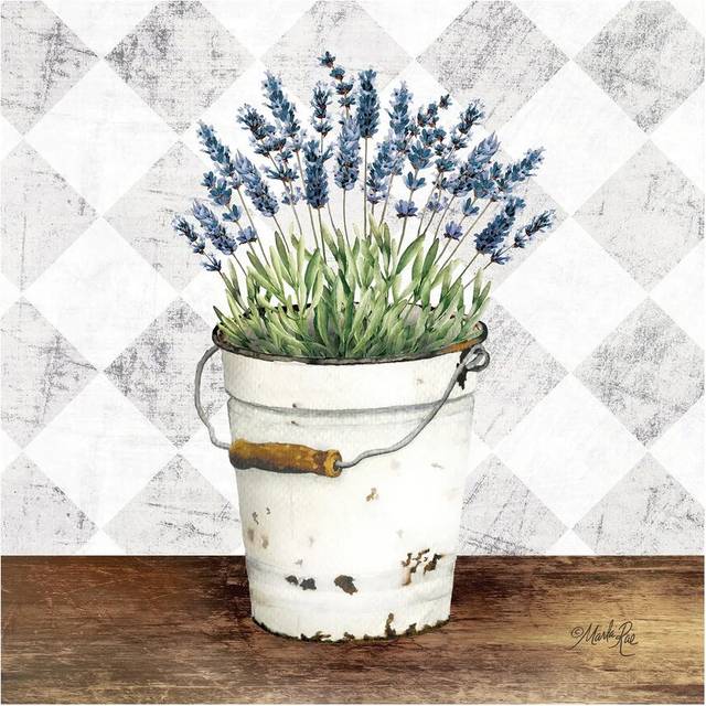 Purple Flowers Metal Bucket by Marla Rae - Wrapped Canvas Painting (45.72cm H x 45.72cm W x 3.81cm D)