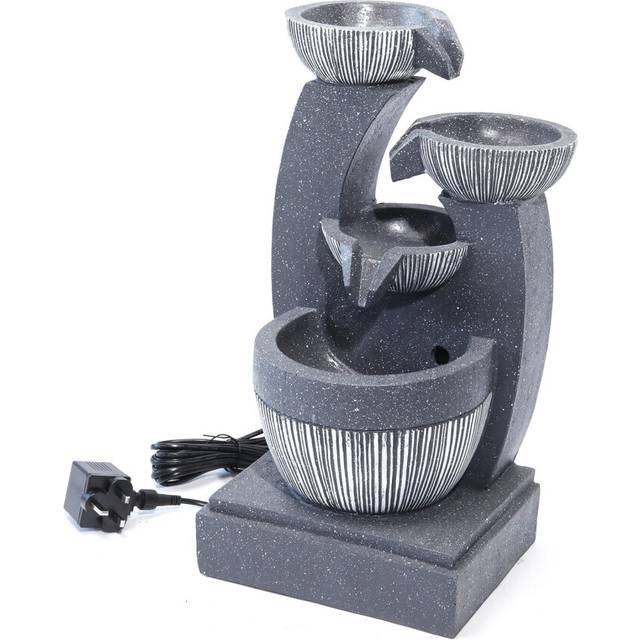 (Electric 220V 4-Bowls 24*22*47cm) 220v Garden Patio Water Feature Cascading Water Fountain w Pump