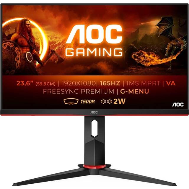 Gaming PC Skärm Curved - AOC - 23,6" - FHD - 165Hz - VA Panel - 4ms - C24G2AE/BK