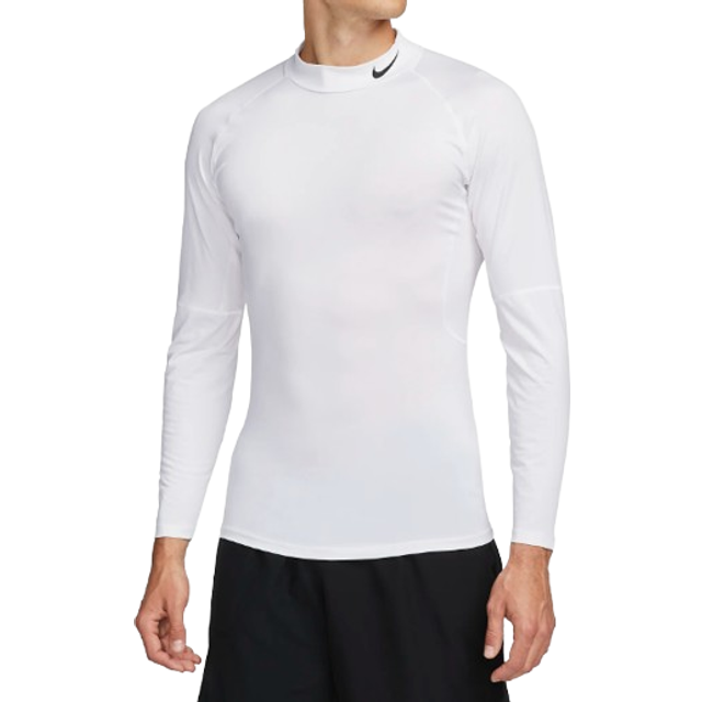 T-shirt Nike Pro Men's Dri-FIT Fitness Mock-Neck Long-Sleeve Top White/ Black XL (XL)
