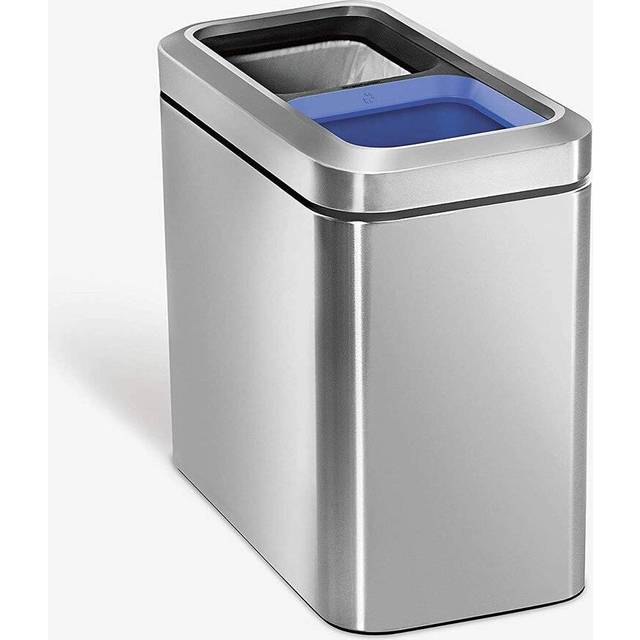 Simplehuman 20L (10/10), Slim Open Office Recycling Bin, Brushed Stainless Steel (20L)