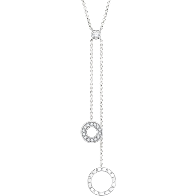Thomas Sabo Together Forever Y Necklace - Silver and Zirconia - Silver,White - 40-45 cm