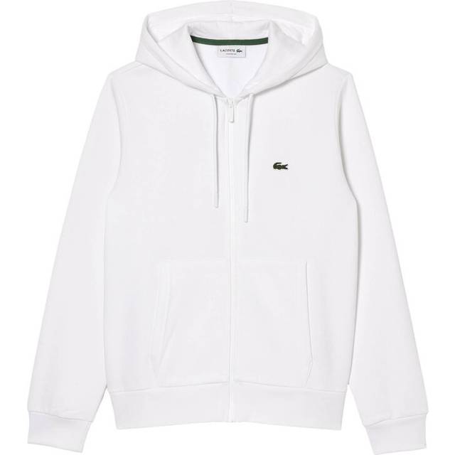 Zip-Up Hoodie in Organic Cotton Blend - White - S