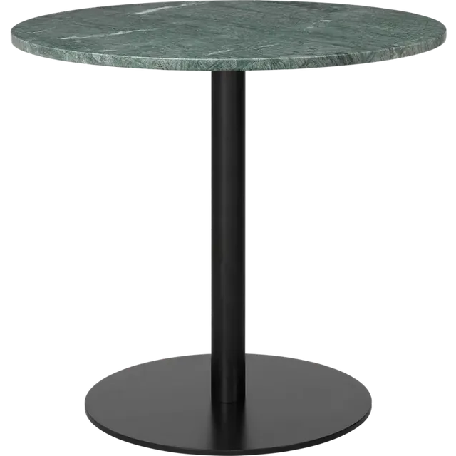 Gubi - Gubi 1.0 Dining Table, Round, Ø80, Black Base, Marble Top - Verde Guatemala - Matbord - Grön - Metall/Sten