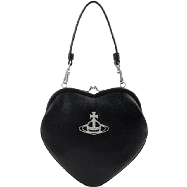 Vivienne Westwood Womens Black Belle Heart Leather Purse 19x20x1cm - BLACK