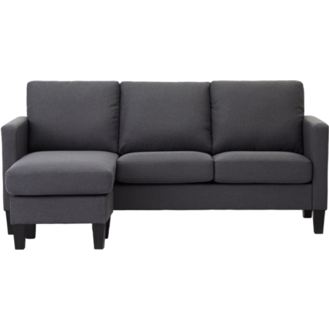 Home Detail Leah Grey Fabric 3 Seater L Shape Sofa, Grey