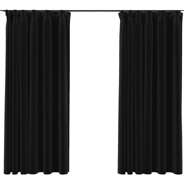 vidaXL Linen-Look Blackout Curtains with Hooks 2 pcs Anthracite 140x175 cm