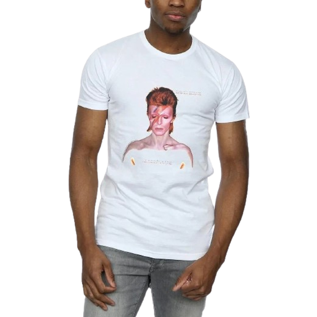 (XL, White) David Bowie Mens Aladdin Sane Version T-Shirt