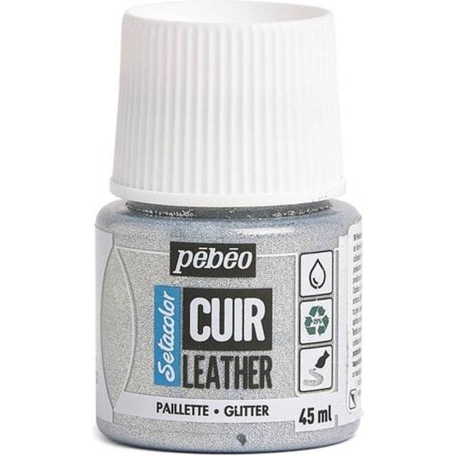 Pebeo Setacolor Leather Paint 45ml - Glitter Silver