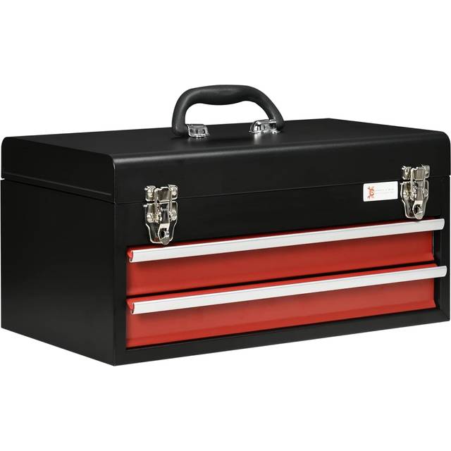 DURHAND Lockable 2 Drawer Tool Chest w/ Ball Bearing Slide Drawer 46cmx24cmx22cm | TJ Hughes