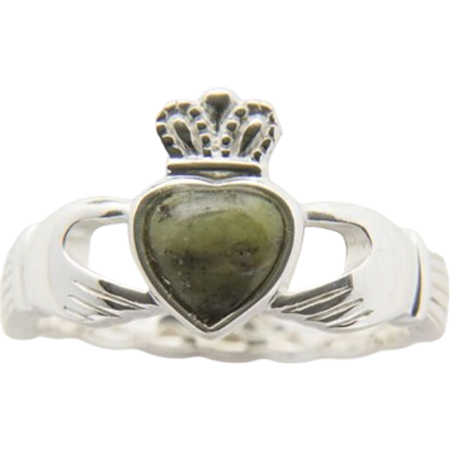 Silver Connemara Marble Claddagh Ring - 7
