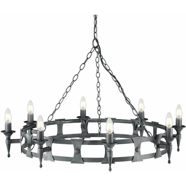 8 Bulb Chandelier Hanging Pendant LIght Black Silver LED E14 60W Bulb