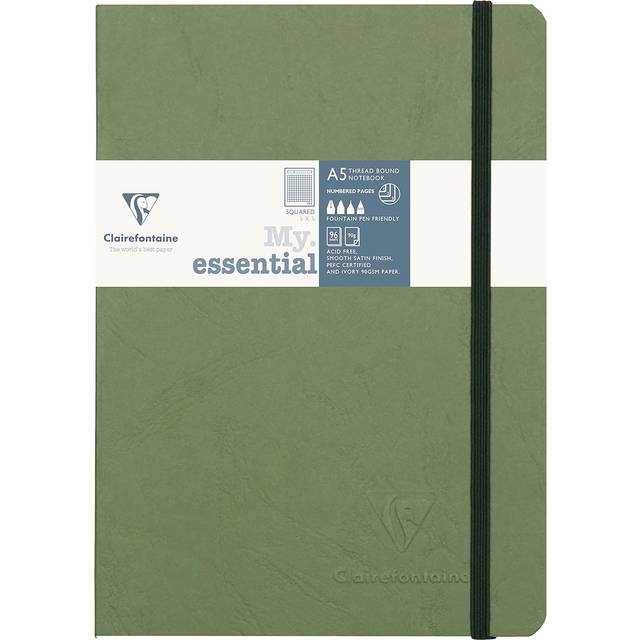 Clairefontaine - Ref 793461C - Age Bag Thread-Bound Notebook (192 Pages) - A5 Size  Lined Rulings  90gsm Brushed Vellum Paper  Elastic Closure - Black